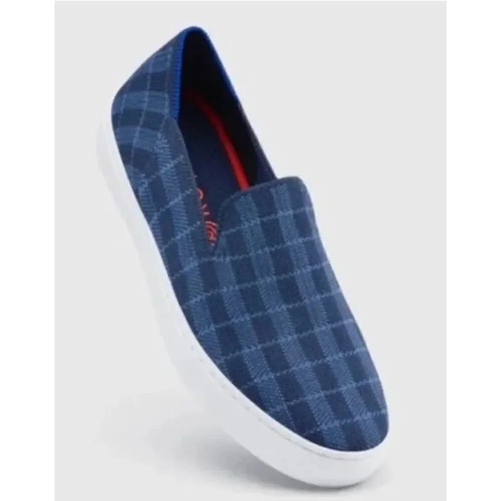 Rothy’s The Slip On Shoe in Indigo Gingham Women's Sz. 8